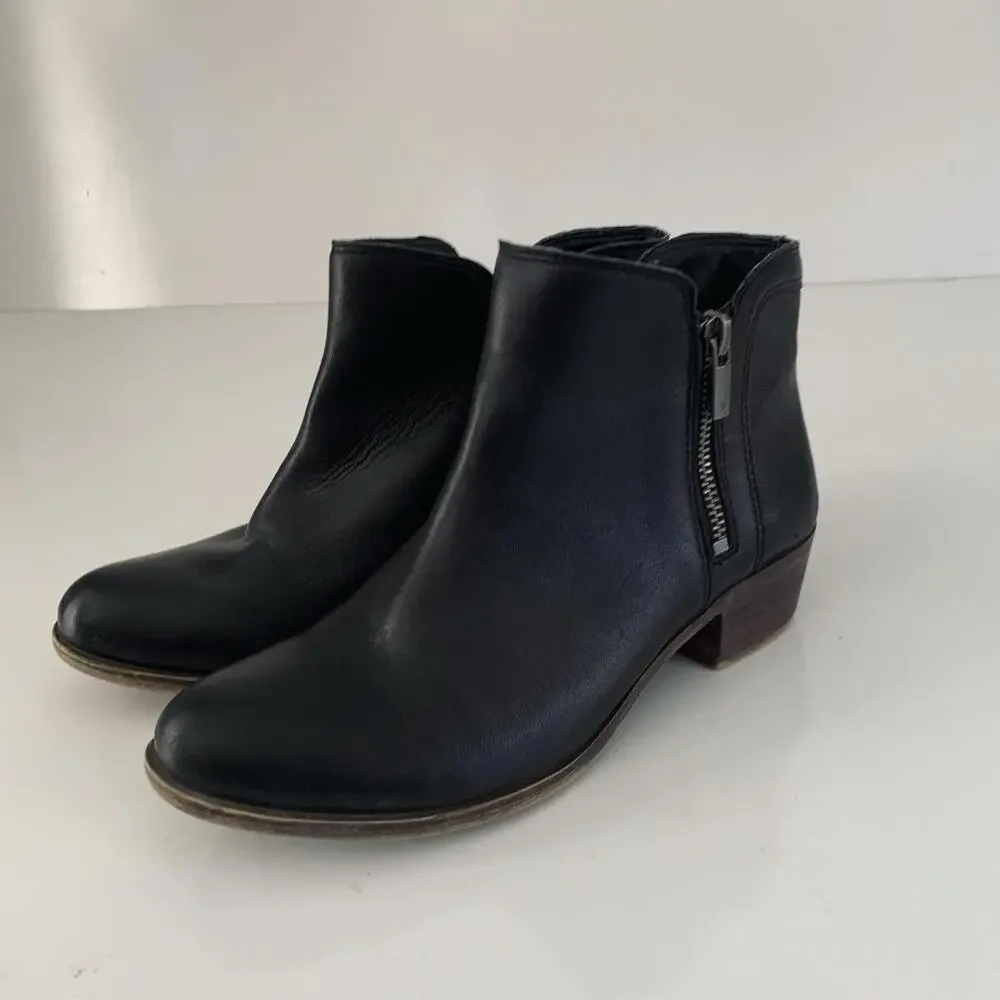 Lucky Brand Breah Double Zipper bootie Stacked Heel Brown Suede Ankle Boot 7.5 - Picture 2 of 9